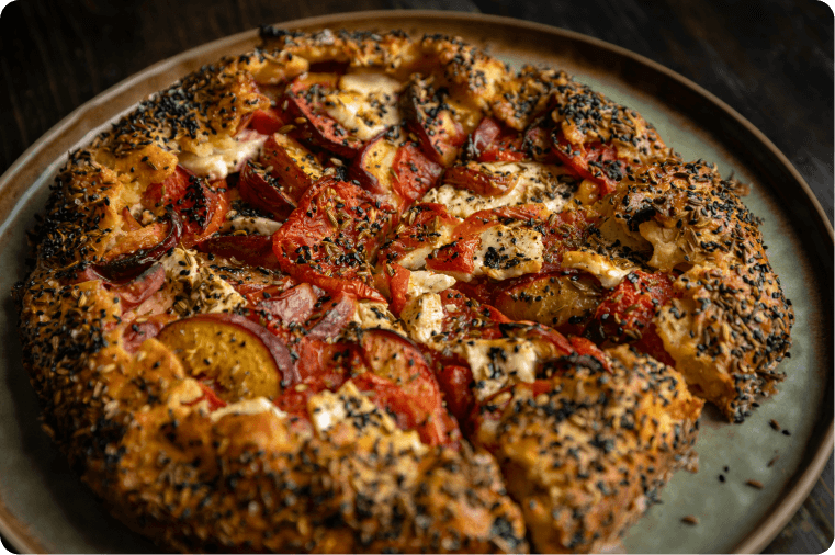 Peach, Tomato & Feta Galette with Fennel Seeds & Sesame