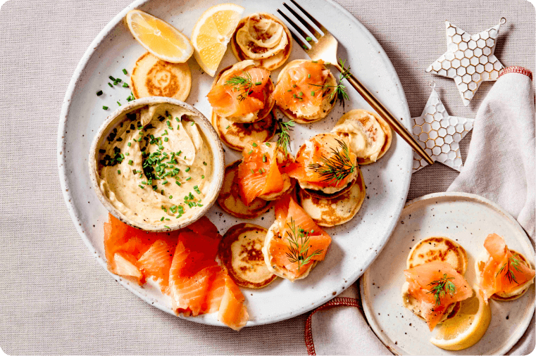 Salmon Blini with Whipped Butter